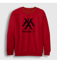 Presmono Unisex Beyaz Logo V2 K-Pop Monsta X Sweatshirt 275069tt (Kırmızı)