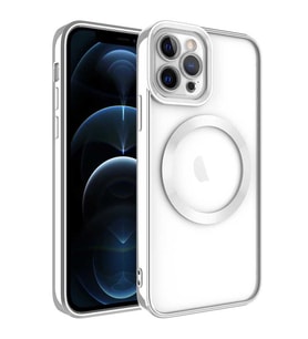 iPhone 12 Pro Max Kılıf Magsafe Wireless Şarj Özellik Setro Kılıf (Gümüş)