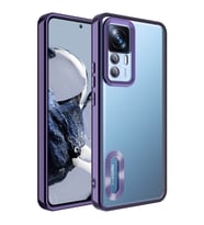 Xiaomi Mi 12T Pro Kılıf Case, Logo Showing Serisi, Şeffaf, Kamera Korumalı, Logo Gösteren Renkli Çizgi Tasarım (Mor)