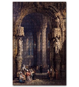 Cakapuzzle Katedralde Dua Eden İnsanlar Yağlıboya Puzzle Yapboz MDF (Ahşap) (500 Parça)