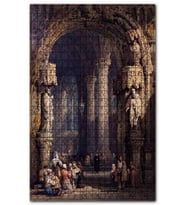 Cakapuzzle Katedralde Dua Eden İnsanlar Yağlıboya Puzzle Yapboz MDF (Ahşap) (500 Parça)