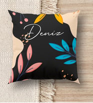 BK Gift Kişiye Özel İsimli Premium Kumaş Siyah Kırlent Yastık, Ev Hediyesi, Ev Dekorasyonu, Dekoratif Hediye (Model 15)