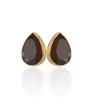 Kadir Jewellery 22 Ayar Altın Kaplama Kadın Minimal Küpe -El İşçiliği Ve Hipoalerjenik Küpe (Kahverengi)