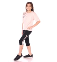 Toontoy Kız Çocuk Smile Keep Baskılı Kaprili Takım (Pudra)