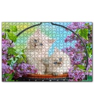 Cakapuzzle Çiçek Ve Sevimli Kediler  Puzzle Yapboz MDF (Ahşap) (500 Parça)