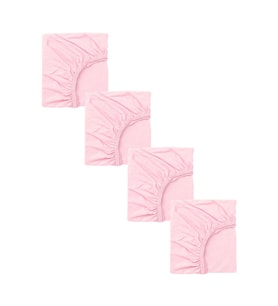4 Adet Pamuklu ve Lastikli 60 x 120 x 15 cm Penye Bebek Çarşaf (Pembe)