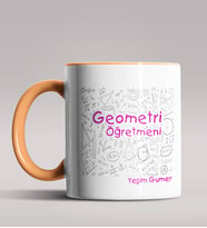 Kişiye Özel Geometri Öğretmeni Tasarımlı Siyah Renk Kupa Bardak 2 (Turuncu)