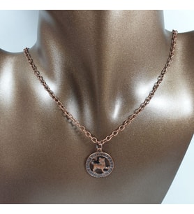 Orora Bronz/Gümüş/Bakır Renk 22mm Aslan Burcu Figürlü Kolye (Bakır)