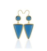 Kadir Jewellery 22 Ayar Altın Kaplama Kadın Sallantılı Küpe -El İşçiliği Ve Hipoalerjenik Küpe (Koyu Mavi)