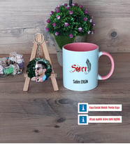 Savcı Kupa Bardak Beyaz ve Fotoğraflı Ahşap Anahtarlık Hediye (Model 6)