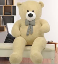 SOLEMIA Papyonlu 140-145 Cm Dev BOY Sevimli Peluş Koca Ayı - Özel Fiyat % 100 YERLİ, Sevgiliye Özel Hediye (Bej)