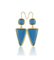 Kadir Jewellery 22 Ayar Altın Kaplama Kadın Sallantılı Küpe -El İşçiliği Ve Hipoalerjenik Küpe (Koyu Mavi)