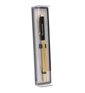 Kişiye Özel Kırmızı Defter & Gold Detaylı Roller Kalem & Masaüstü Kalemlik Hediye Seti (Model 3)