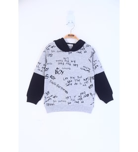 Toontoy Erkek Çocuk Yazı Baskılı Sweatshirt ( Gri-Melanj)