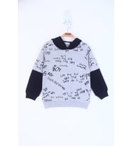 Toontoy Erkek Çocuk Yazı Baskılı Sweatshirt ( Gri-Melanj)