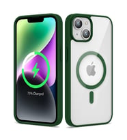 Apple iPhone 14 Kılıf Magsafe Wireless Şarj Özellikli Silikon Zore Ege Kılıf (Koyu Yeşil)