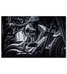 Cakapuzzle Harley Davidson Motorsiklet Siyah Beyaz Puzzle Yapboz MDF (Ahşap) (1000 Parça)