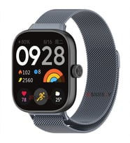 Sneezy Xiaomi Redmi Watch 4 Uyumlu Woven Wire Tasarım Metal Hasır Kordon (Koyu Gri)