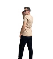 COTTOMEN Erkek V Yaka Slim Fit & Tshirt (Süt Kahve)