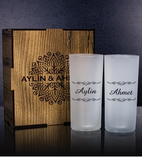 eJOYA Kişiye Özel Kutusunda 2'li Rakı Bardağı Hediye Seti  107133 (Beyaz)