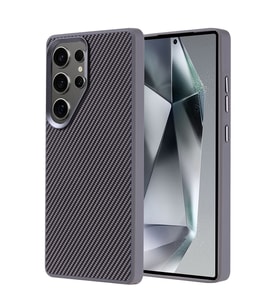 Galaxy S25 Ultra Kılıf Magsafe Şarj Özellikli Karbon Fiber Görünümlü Troy Kılıf (Gri)