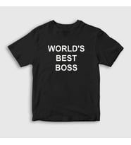 Presmono Unisex Çocuk Beyaz Worlds Best Boss The Office T-Shirt 346622tt (Siyah)