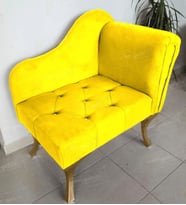 Yeni Model Ters Kol Tekli Köşe Koltuğu Josefin Bench Gold Ayak (Sarı)