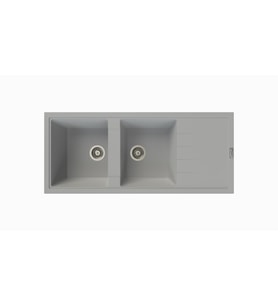 POLEX Cristalüx Granit Evye P-X116 2 Hazneli Tezgah Altı Ve Tezgah Üstü Mutfak Evyesi 116,5x50,8cm (Gri)