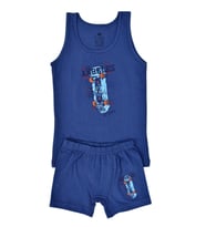 Erkek Çocuk Kaykay Baskılı Atlet Boxer Takım 6048 BGL-ST03474 (İndigo)