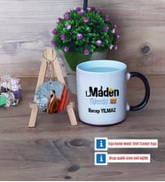 Maden Mühendisi Kupa Bardak Beyaz ve Fotoğraflı Ahşap Anahtarlık Hediye (Model 9)