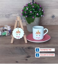 Unicorn Türk Kahvesi Fincanı Lacivert ve Ahşap Anahtarlık Hediye (Model 3)