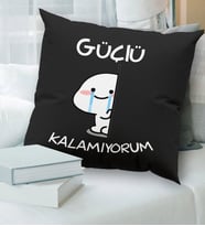 BK Gift Esprili Premium Kumaş Siyah Kırlent Yastık, Ev Hediyesi, Ev Dekorasyonu, Dekoratif Hediye (Model 2)