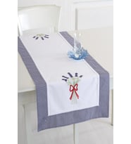 Bordürlü Lavanta İşlemeli 50x130 cm Runner (Lacivert)