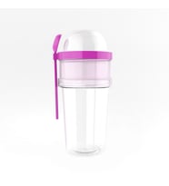 Poppard Capsularge 450 ml + 200 ml + 100 ml 3 bölmeli Kaşıklı Yoğurt Kabı (Pembe)