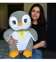 SEVDAM HEDİYELİK  85 cm Penguen Sevgiliye Özel (Gri)