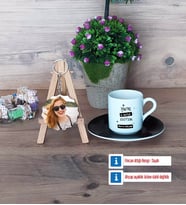 Arkadaşa Hediye Türk Kahvesi Fincanı Ahşap Altlıklı ve Fotoğraflı Ahşap Anahtarlık Hediye Doğum Günü Hediyesi (Model 7)