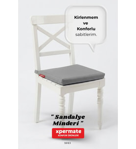 XPERMATE Fermuarlı Sandalye Minderi Su İtici Kumaş 40x40 cm Sünger Sandalye Minderi Bağcıklı (Antrasit)