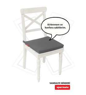 XPERMATE Fermuarlı Sandalye Minderi Su İtici Kumaş 40x40 cm Sünger Sandalye Minderi Bağcıklı (Antrasit)