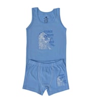 Erkek Çocuk Aslan Baskılı Atlet Boxer Takım 6046 BGL-ST03477 (Mavi)