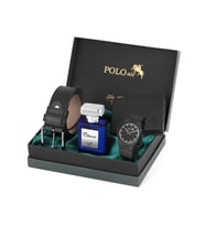 Polo Air Klasik Metal Kordon Erkek Kol Saati Cüzdan Kemer Parfüm Kombin PL-0915E (Siyah)