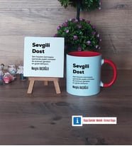 Arkadaşa Hediye Dekoratif Taş, Kupa Bardak Kırmızı Hediye (Model 1)