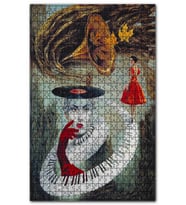 Cakapuzzle Fantastik Kadın ve Müzik Görseli Puzzle Yapboz MDF (Ahşap) (1000 Parça)