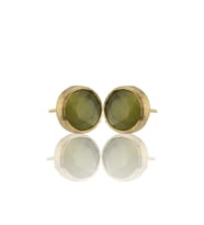 Kadir Jewellery 22 Ayar Altın Kaplama Kadın Minimal Küpe -El İşçiliği Ve Hipoalerjenik Küpe (Zeytin Yeşili)