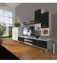 Decoraktiv Eko 6DA Slm Dvd Krom Ayaklı Tv Ünitesi Tv Sehpası (Siyah - Beyaz)