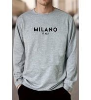 Milano Baskılı Oversize Sweatshirt (Gri)