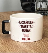 Kişiye Özel Efsaneler Martta Doğar Hediye Lüks Fincan Doğum Günü Hediyesi (Siyah)