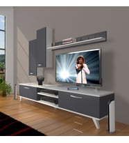 Decoraktiv Eko 7 Mdf Dvd Retro Tv Ünitesi Tv Sehpası (Beyaz - Antrasit)
