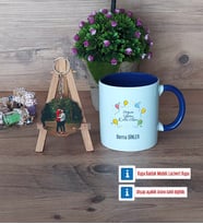 Doğum Günü Hediyesi Kupa Bardak Beyaz ve Fotoğraflı Ahşap Anahtarlık Hediye (Model 3)