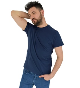Erkek Büyük Beden Sıfır Yaka Tişört Penye BGL-ST02800 (Lacivert)