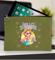 BK Gİft Yaz Temalı-2 Tablet Çantası 30x21cm(12 Renk Seçeneği), Ipad Çantası, Baskılı Tablet Kılıfı (Yeşil)